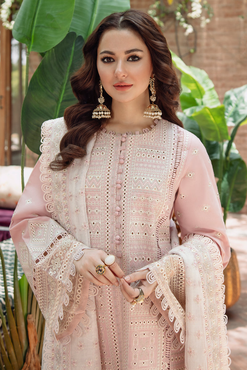 JAZMIN-3PC LAWN LASERCUT EMBROIDERED SHIRT WITH MONARK EMBROIDERED DUPATTA AND TROUSER KUN-3702