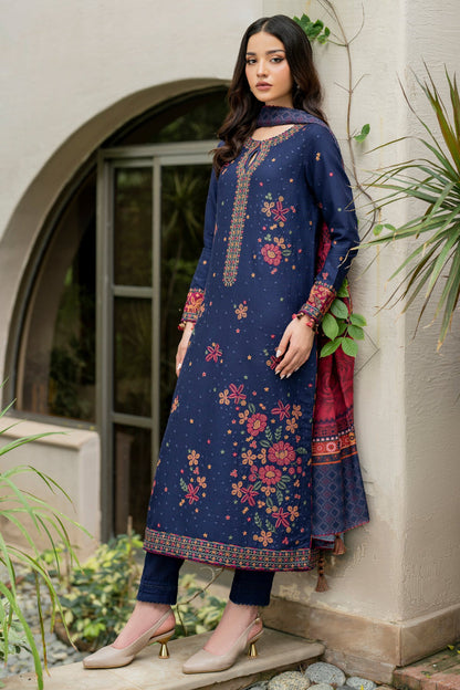 JAZMIN-3PC LAWN EMBROIDRED SHIRT WITH MONARK PRINT DUPATTA AND TROUSER-KUN-3561