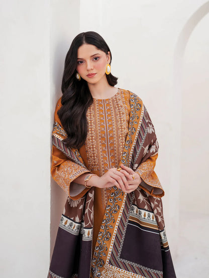 GARNET-3PC LAWN EMBROIDERED SHIRT WITH MONARK PRINT DUPATTA AND TROUSER-KUN-3634