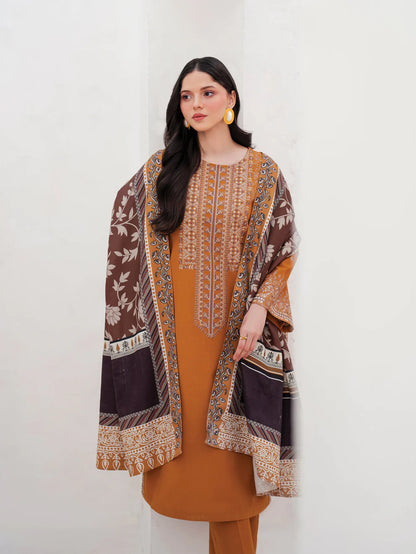 GARNET-3PC LAWN EMBROIDERED SHIRT WITH MONARK PRINT DUPATTA AND TROUSER-KUN-3634