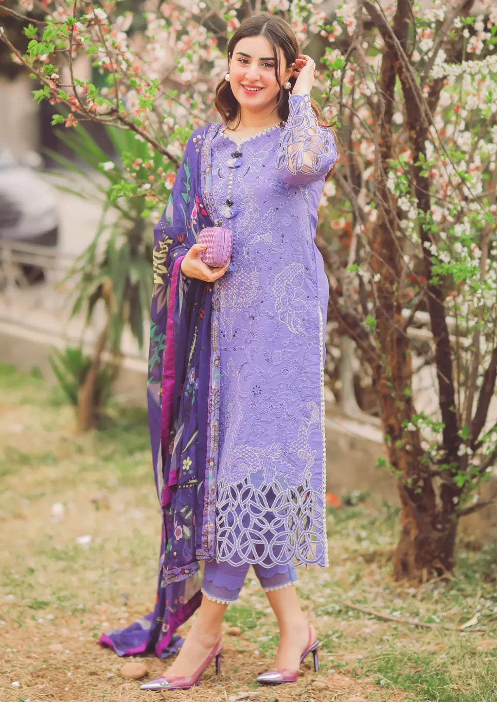 MUSHQ-3PC DHANAK EMBROIDERED SUIT-KUN-4070