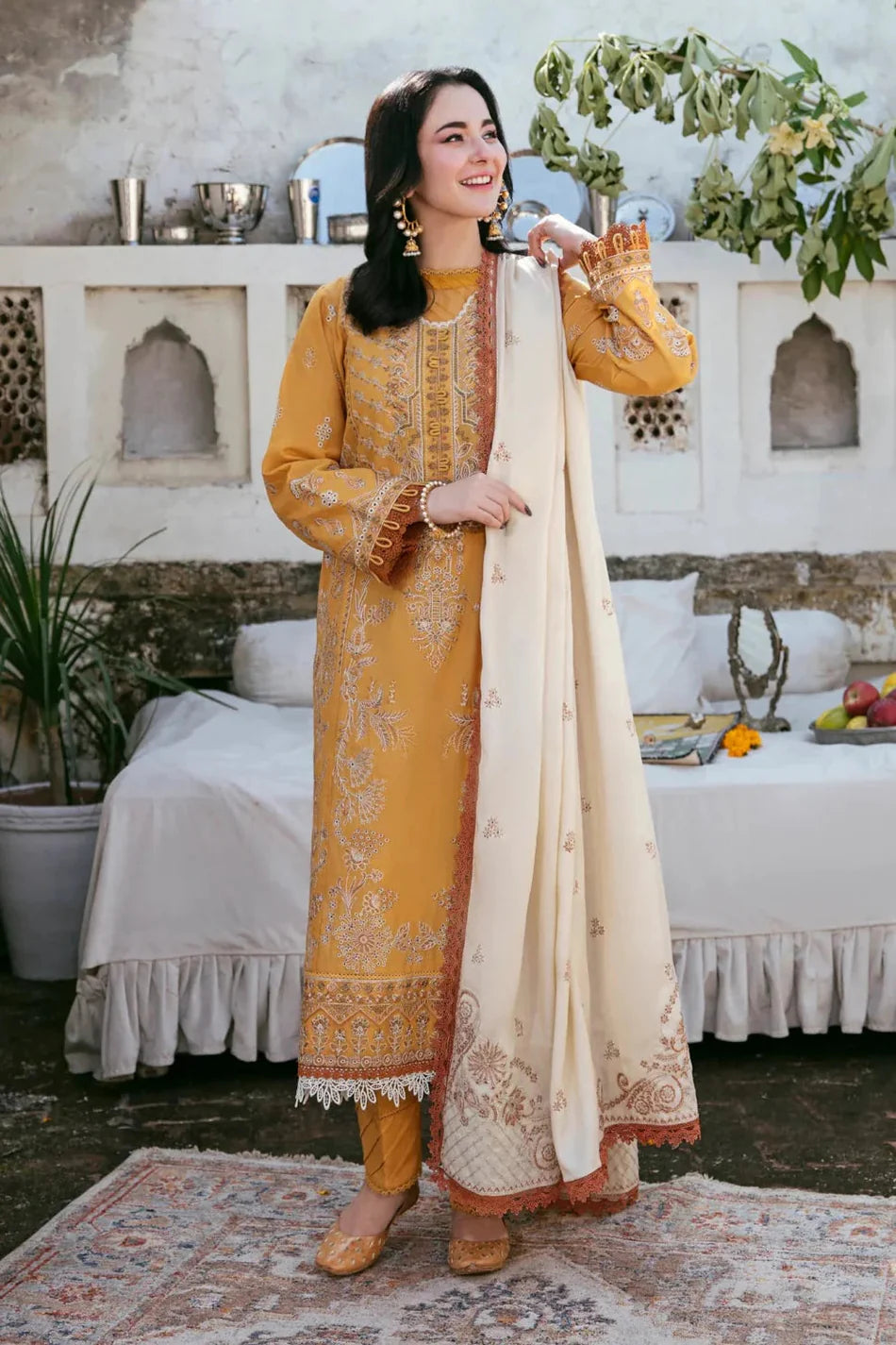 FLORENT-3PC DHANAK EMBROIDERED SUIT-KUN-4150