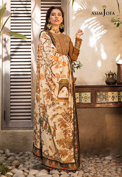 ASIM JOFA-3PC LAWN EMBROIDERED WITH MONARK PTINT DUPATTA & TROUSR-KUN-1024