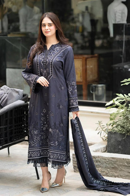 LIBASS-3PC DHANAK EMBROIDERED SUIT KUN-4224