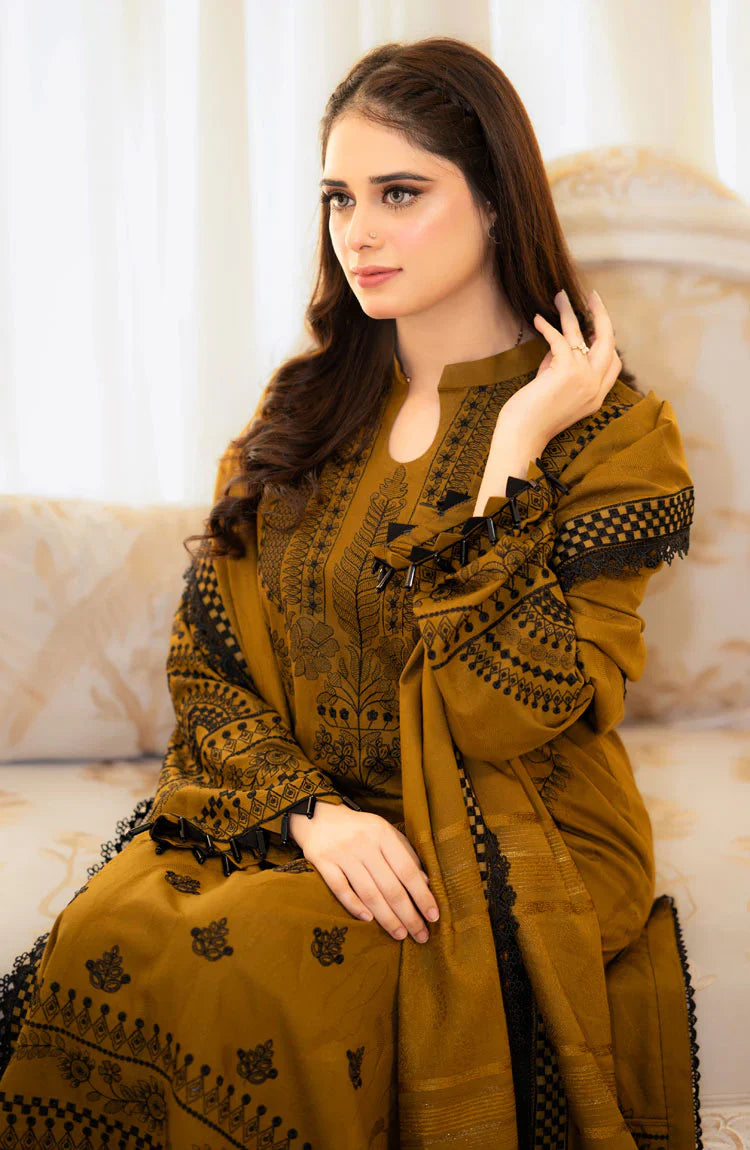 LIBAAS-3PC DHANAK EMBROIDERED SUIT KUN-3386
