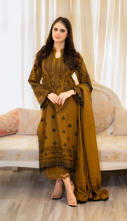 LIBAAS-3PC DHANAK EMBROIDERED SUIT KUN-3386