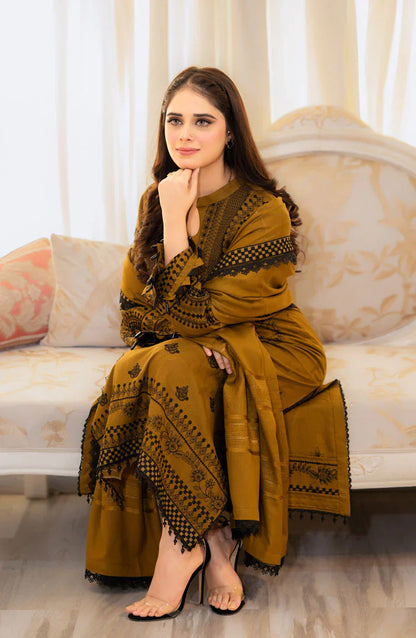 LIBAAS-3PC DHANAK EMBROIDERED SUIT KUN-3386