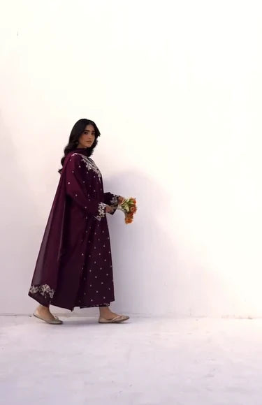 JAZMIN-3PC DHANAK EMBROIDERED SUIT KUN-2373