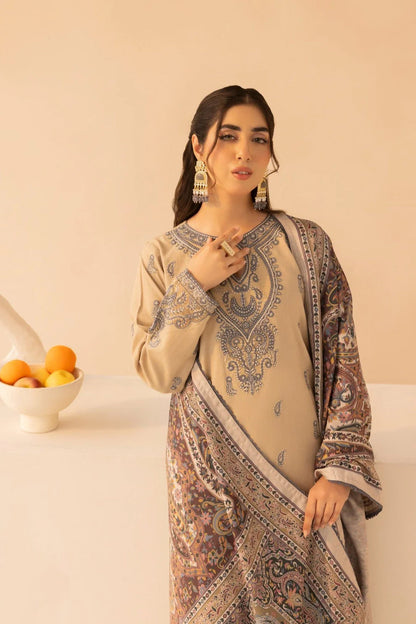 MOHAGNI.-3PC LAWN EMBROIDERED SHIRT WITH MONARK PRINT DUPATTA AND TROUSER-KUN-3641