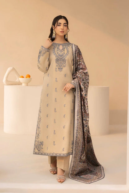 MOHAGNI.-3PC LAWN EMBROIDERED SHIRT WITH MONARK PRINT DUPATTA AND TROUSER-KUN-3641