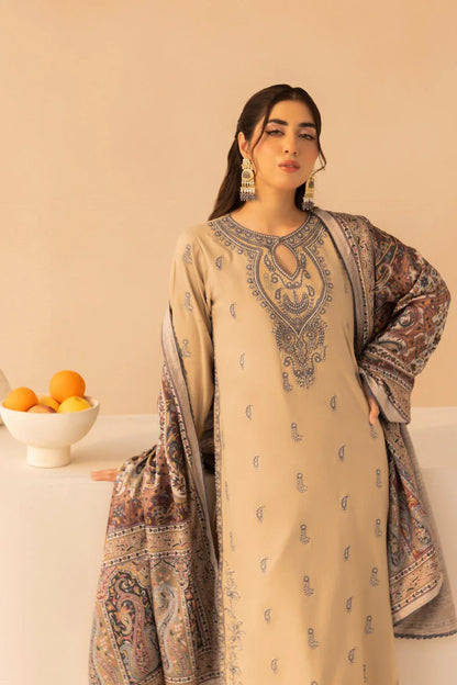 MOHAGNI.-3PC LAWN EMBROIDERED SHIRT WITH MONARK PRINT DUPATTA AND TROUSER-KUN-3641