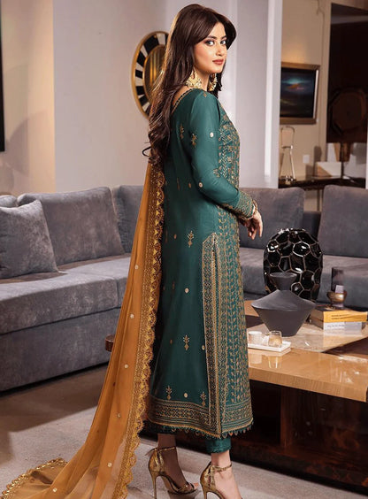 ASIM JOFA-3PC DHANAK EMBROIDERED SUIT-KUN-4153