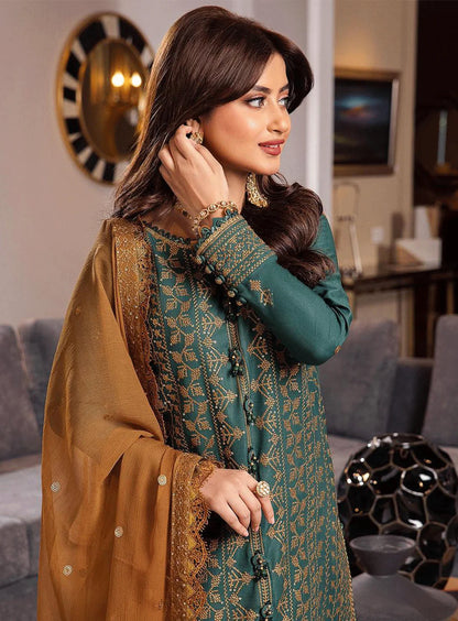 ASIM JOFA-3PC DHANAK EMBROIDERED SUIT-KUN-4153