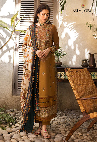 ASIM JOFA-3PC LAWN EMBROIDERED WITH MONARK PTINT DUPATTA & TROUSR-KUN-1024