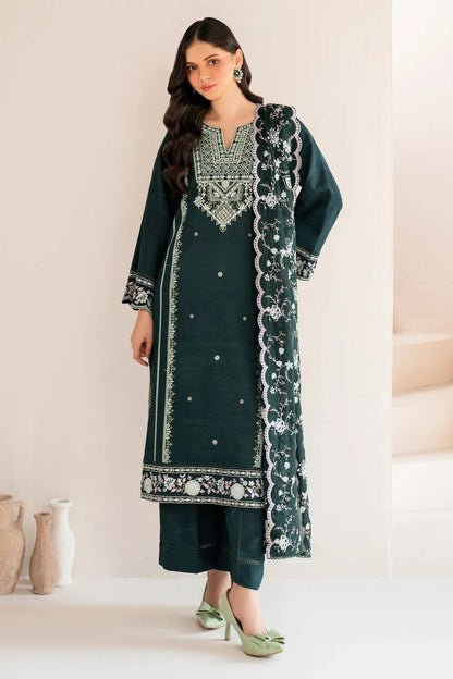 GARNET-3PC LAWN EMBROIDERED SHIRT WITH LAWN EMBROIDERED DUPATTA AND TROUSER-KUN-3595