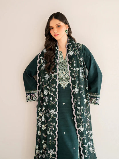 GARNET-3PC LAWN EMBROIDERED SHIRT WITH LAWN EMBROIDERED DUPATTA AND TROUSER-KUN-3595