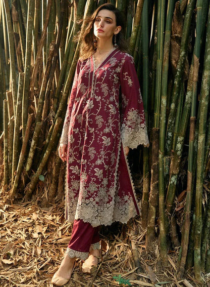 IMAGE-3PC LAWN EMBROIDERED SHIRT WITH MONARK PRINTED DUPATTA & TROUSER-KUN-3598