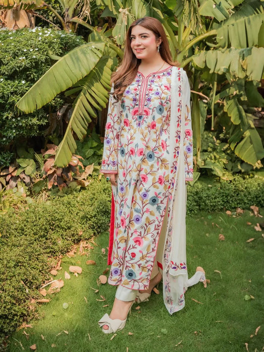 SAPPHIRE-3PC DHANAK EMBROIDERED SUIT-KUN-4299