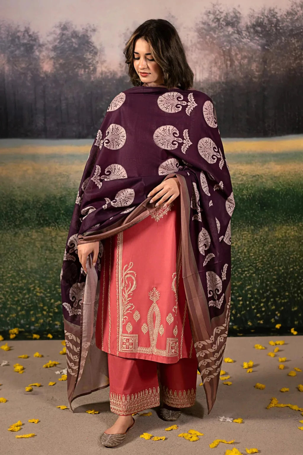 URGE-3PC DHANAK EMBROIDERED SUIT-KUN-4204
