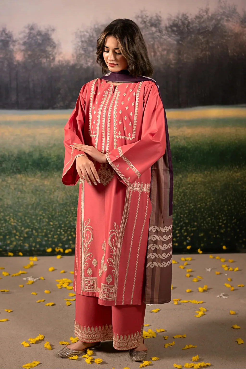 URGE-3PC DHANAK EMBROIDERED SUIT-KUN-4204