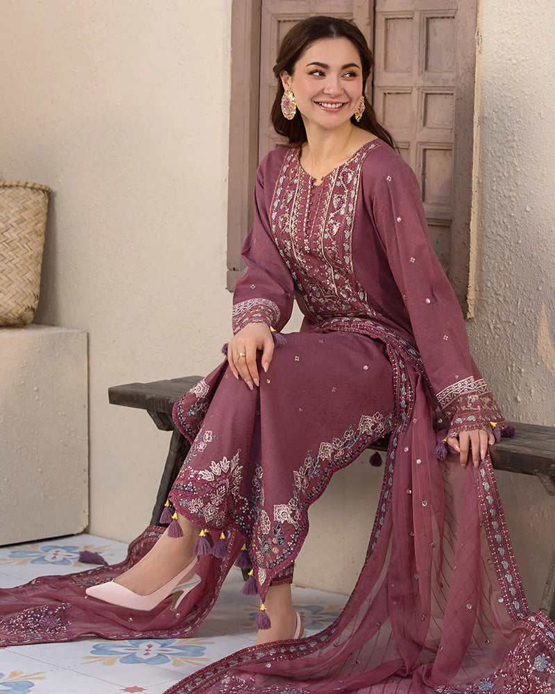 JADE-3PC DHANAK SEQUENCE EMBROIDERED SUIT KUN-4087