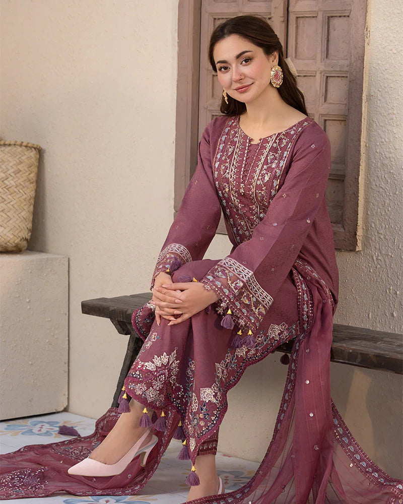 JADE-3PC DHANAK SEQUENCE EMBROIDERED SUIT KUN-4087