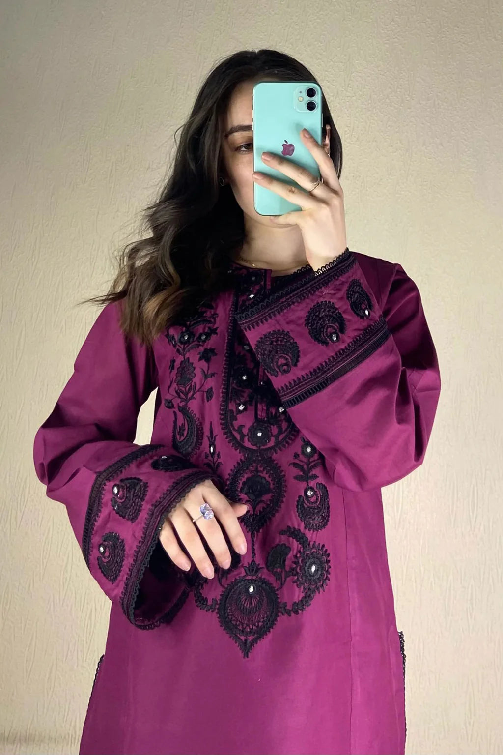 KUNFASHION-3PC DHANAK EMBROIDERED SUIT-KUN-4168