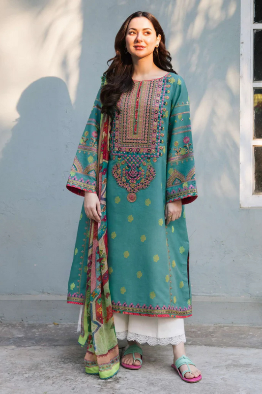 ZARA SHAHJAHAN-3PC DHANAK EMBROIDERED SUIT-KUN-2389
