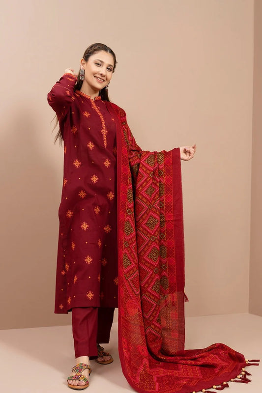 KAYSERIA- 3PC LAWN EMBROIDERED WITH MONARK PRINT DUPATTA & TROUSER-KUN-3588