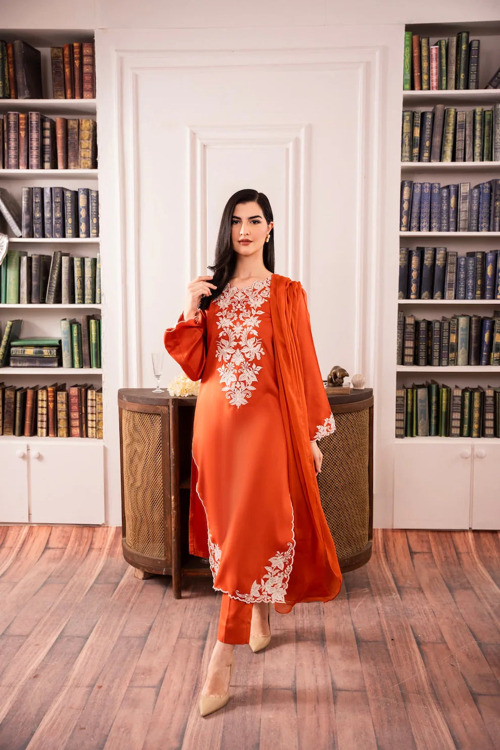 ASIM JOFA-3PC LAWN EMBROIDERED SHIRT WITH BAMBER CHIFFON DUPATTA AND LAWN TROUSER-KUN-3578