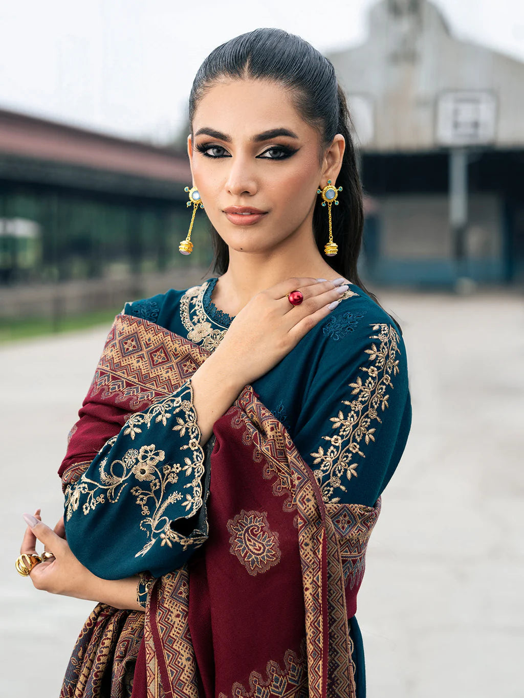 IZEL-3PC DHANAK EMBROIDERED SUIT KUN-4226