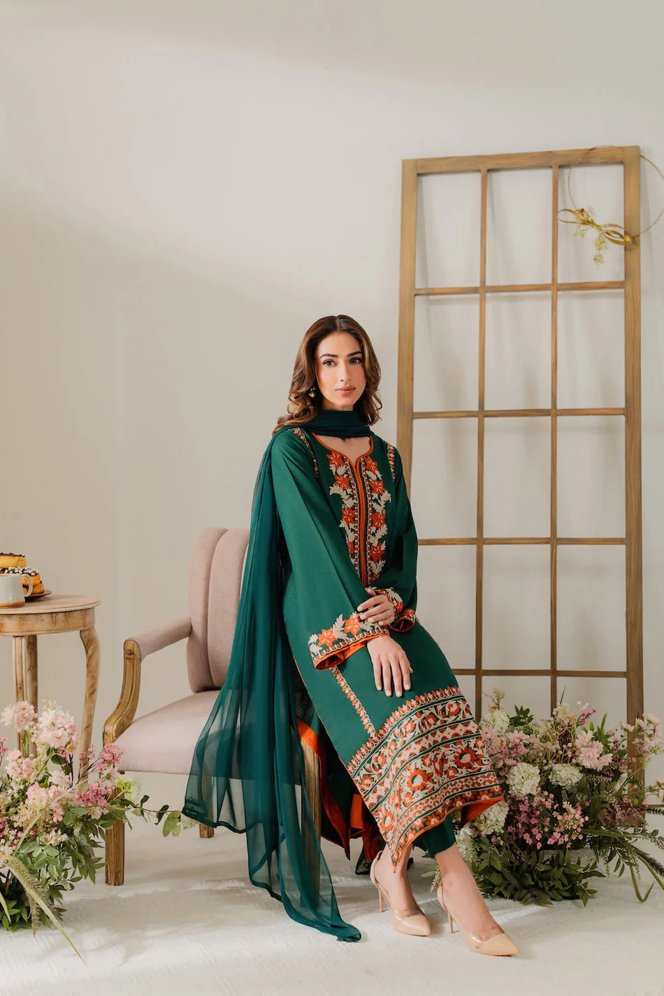 VINTAGE-3PC DHANAK EMBROIDERED SUIT KUN-4248