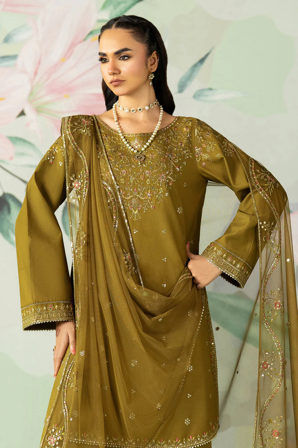 ETHNC-3PC DHANAK SEQUIN EMBROIDERED SUIT-KUN-4194