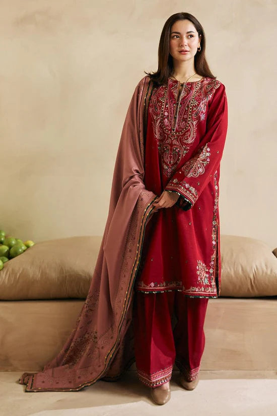 ZARA SHAH JAHAN-3PC DHANAK EMBROIDERED SUIT-KUN-4040