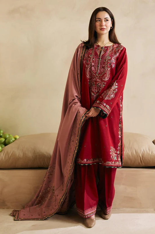 ZARA SHAH JAHAN-3PC DHANAK EMBROIDERED SUIT-KUN-4040