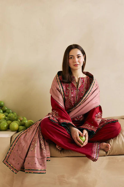 ZARA SHAH JAHAN-3PC DHANAK EMBROIDERED SUIT-KUN-4040