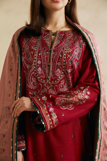 ZARA SHAH JAHAN-3PC DHANAK EMBROIDERED SUIT-KUN-4040