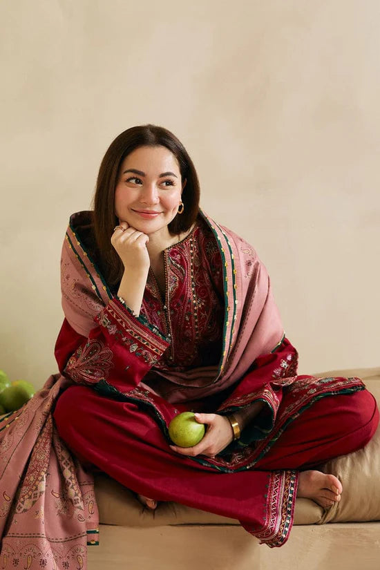 ZARA SHAH JAHAN-3PC DHANAK EMBROIDERED SUIT-KUN-4040
