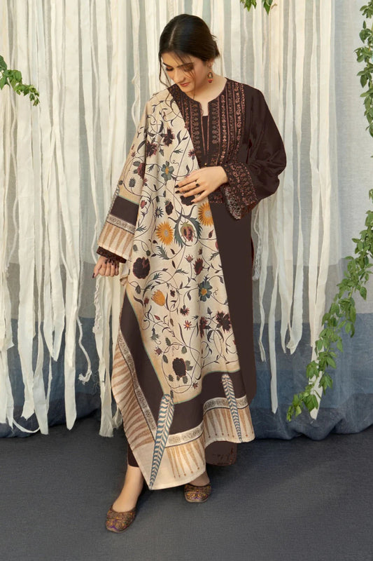 URGE- 3PC LAWN EMBROIDERED SHIRT WITH MONARK PRINTED DUPATTA AND EMB TROUSER-KUN-3653