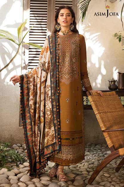 ASIM JOFA-3PC DHANAK EMBROIDERED SUIT-KUN-3537