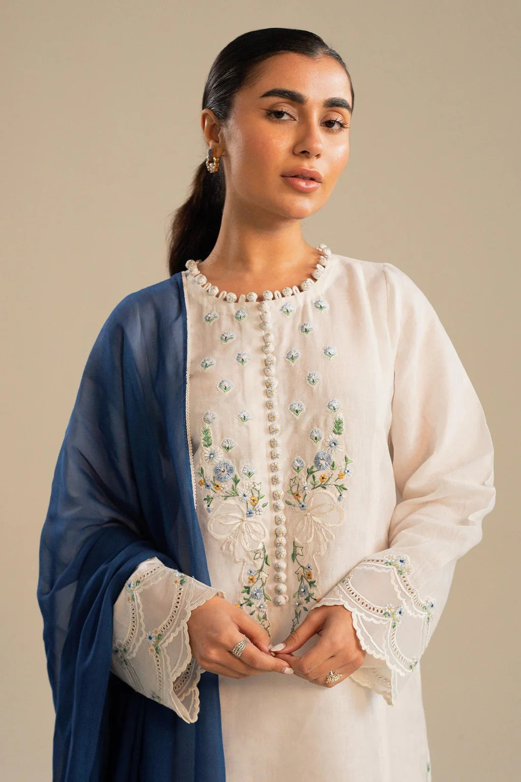 ZAHRA SHAH JAHAN 3PC DHANAK EMBROIDERED SUIT-KUN-4050 W