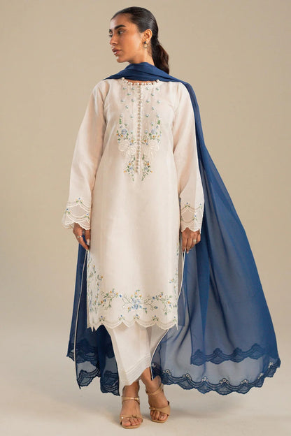ZAHRA SHAH JAHAN 3PC DHANAK EMBROIDERED SUIT-KUN-4050 W