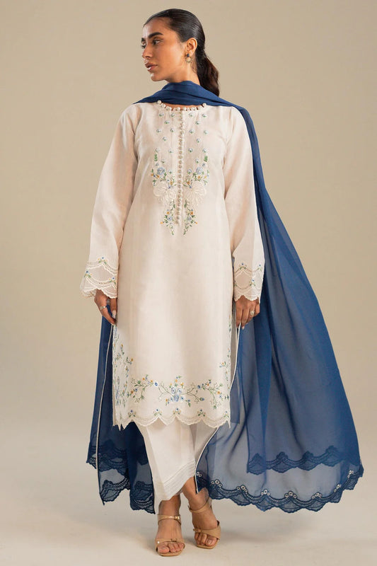 ZAHRA SHAH JAHAN 3PC DHANAK EMBROIDERED SUIT-KUN-4050 W