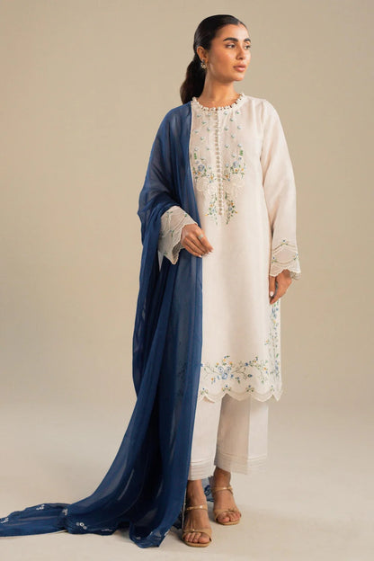 ZAHRA SHAH JAHAN 3PC DHANAK EMBROIDERED SUIT-KUN-4050 W