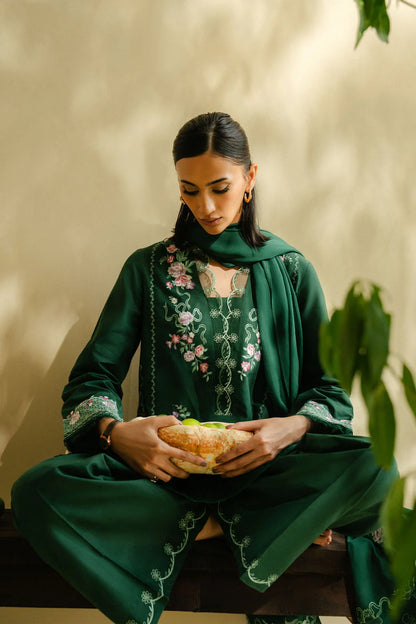 ZAHRA SHAHJAHAN-3PC DHANAK EMBROIDERED SUIT-KUN-3267