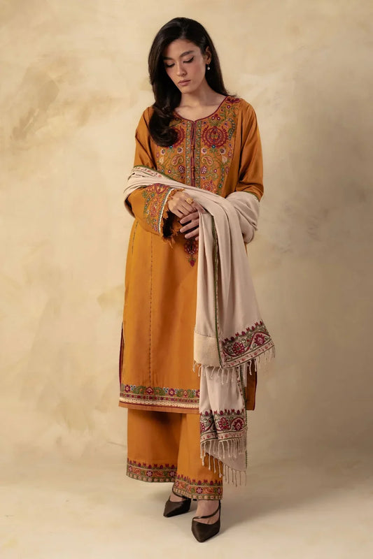 ZARA SHAH JAHAN-3PC DHANAK EMBROIDERED SUIT-KUN-4009