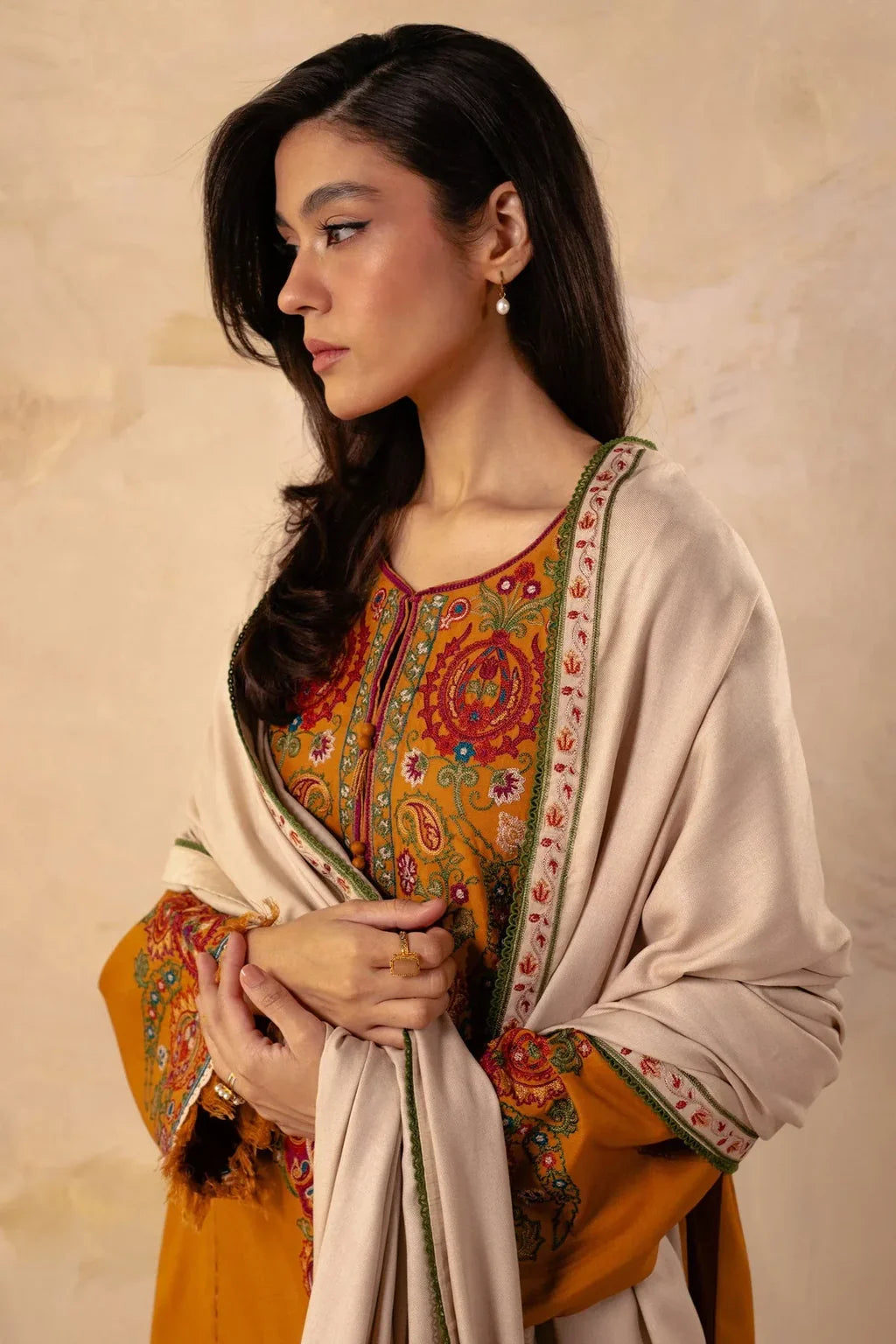 ZARA SHAH JAHAN-3PC DHANAK EMBROIDERED SUIT-KUN-4009