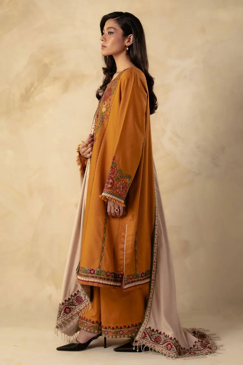ZARA SHAH JAHAN-3PC DHANAK EMBROIDERED SUIT-KUN-4009