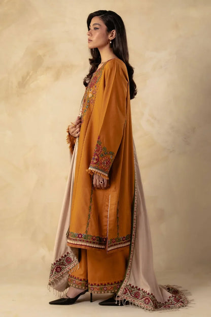 ZARA SHAH JAHAN-3PC DHANAK EMBROIDERED SUIT-KUN-4009