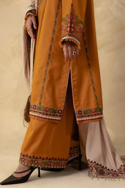 ZARA SHAH JAHAN-3PC DHANAK EMBROIDERED SUIT-KUN-4009